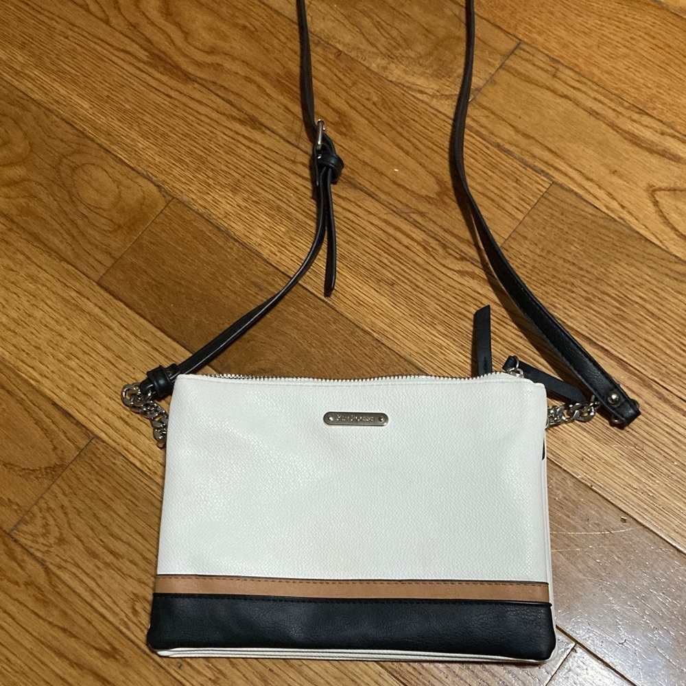 Kim Rogers Black, White, and Tan Crossbody Bag
